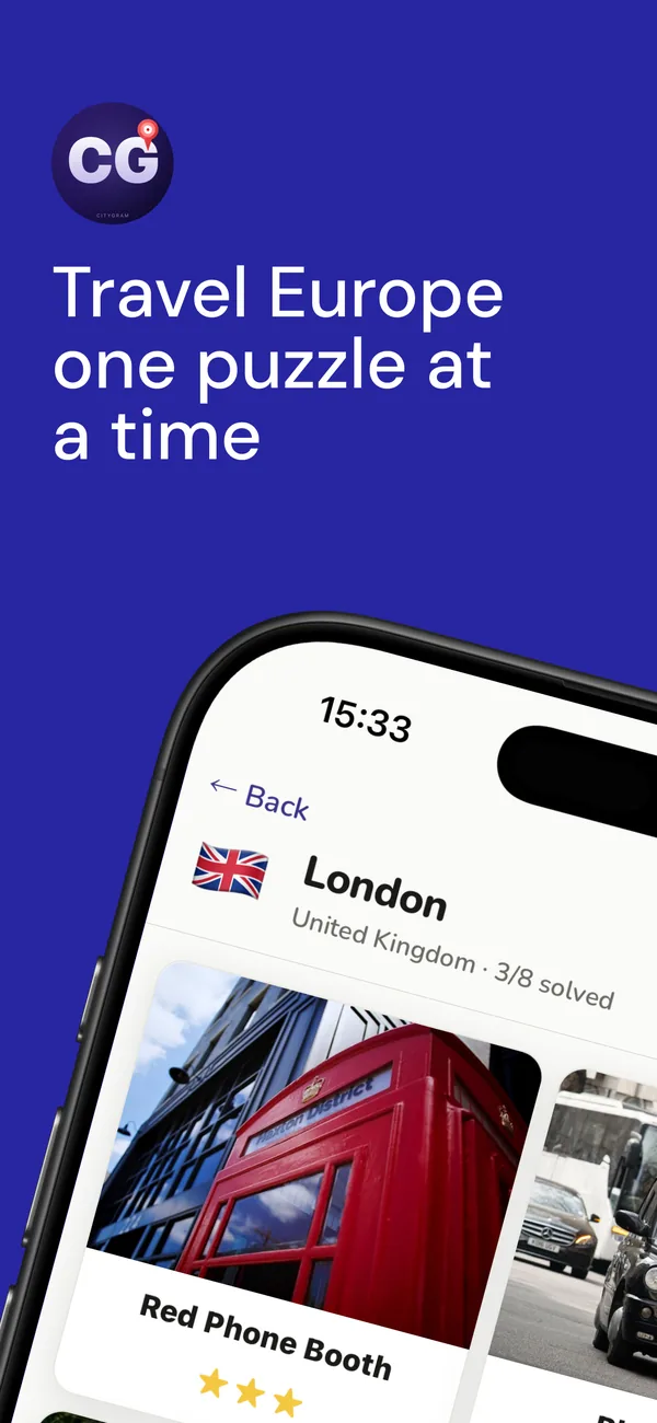 Travel Europe one puzzle at a time — the London city screen